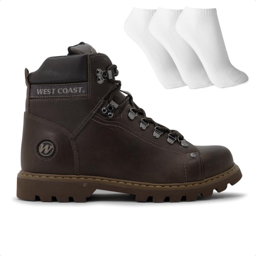 Miniatura Bota West Coast Worker Classic Masculina + 3 Pares de Meias Marrom / Marrom - 38