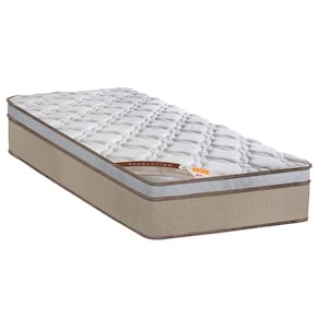Miniatura Cama Box Viúva Castor Revolution com Molas Ensacadas 66x120x203cm – Branco/Bege