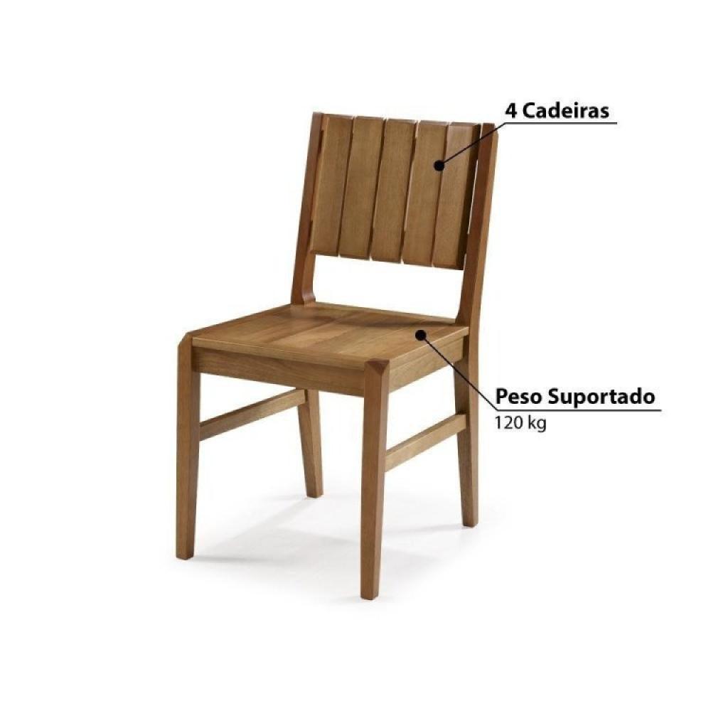 Conjunto Mesa de Jantar Angra 90 cm com 4 Cadeiras Mel