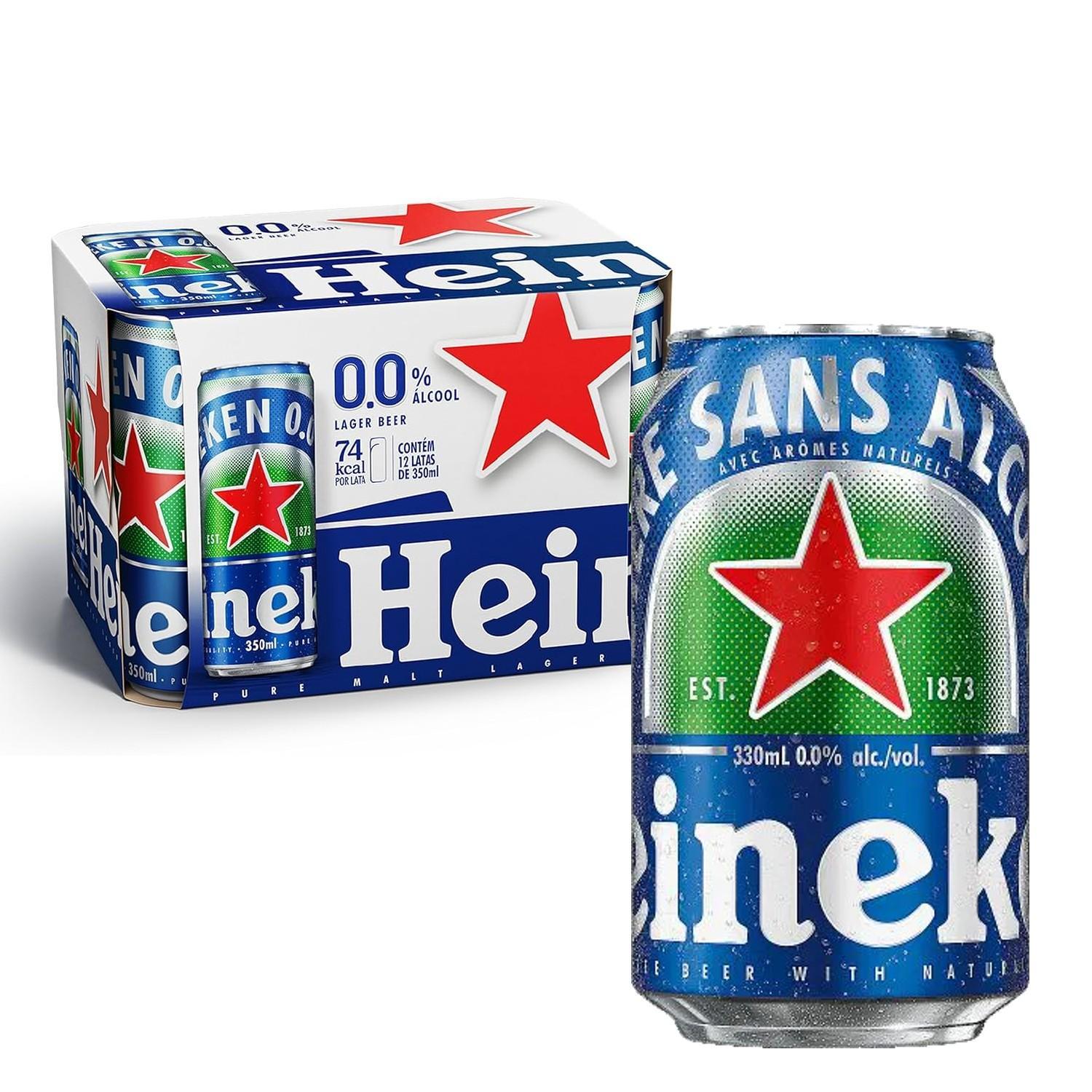 Miniatura Caixa Com 12Und Cerveja Heineken Sem Álcool 0,0% Lata 350Ml
