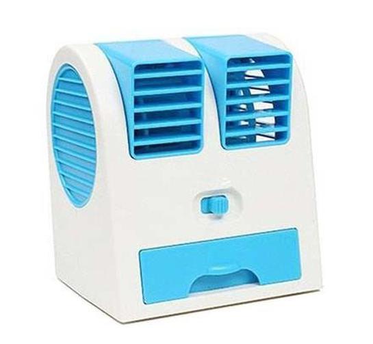 Mini Ventilador Usb E Pilhas Climatizador Azul (Hb-168)
