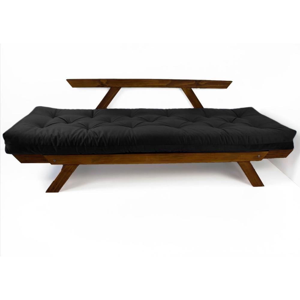 Miniatura Sofá Japão Futon Preto Madeira Maciça Imbuia