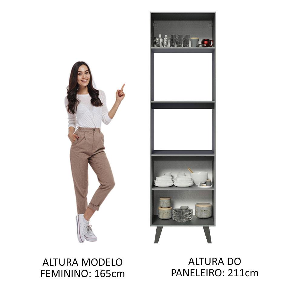 Miniatura Torre Quente Armário de Cozinha 60 cm 2 Portas 2 Nichos Cinza Nice Madesa Cinza