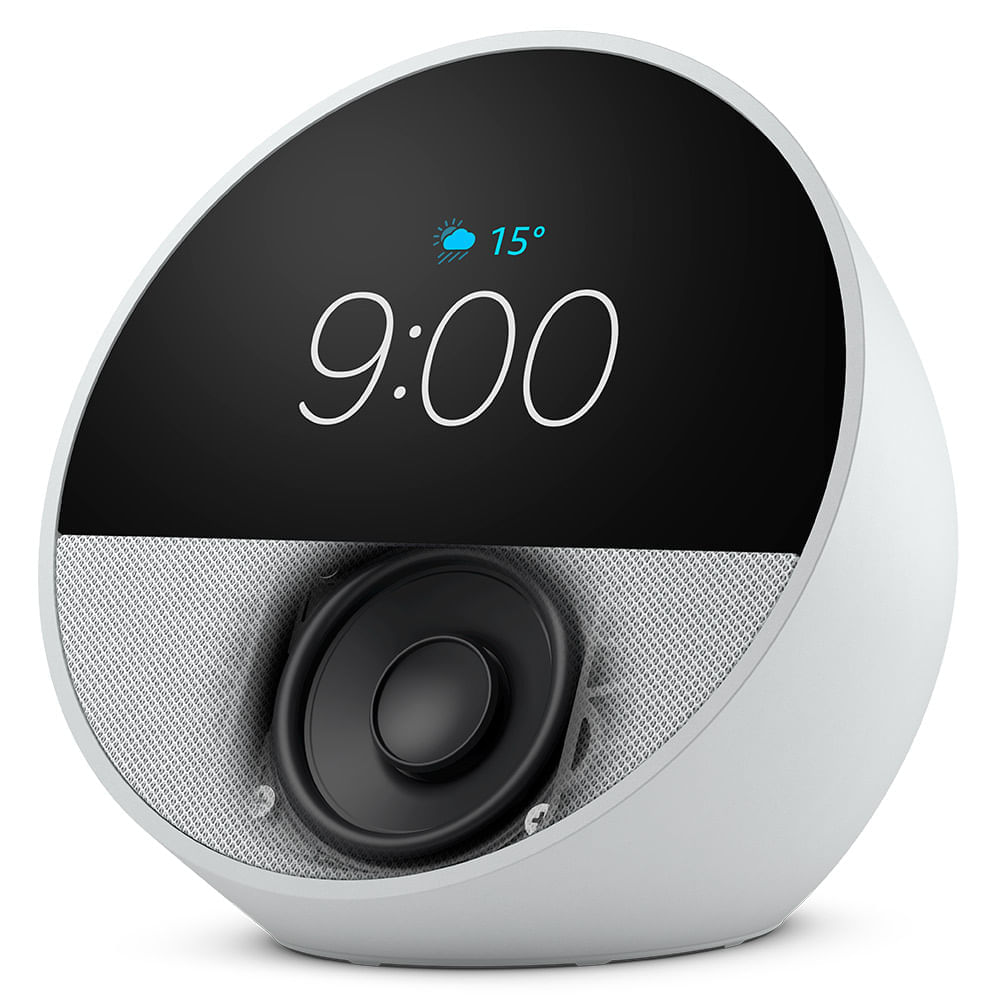 Miniatura Echo Spot (2024) com Alexa Despertador Inteligente com Som Vibrante e Alexa Branca - Amazon Bivolt