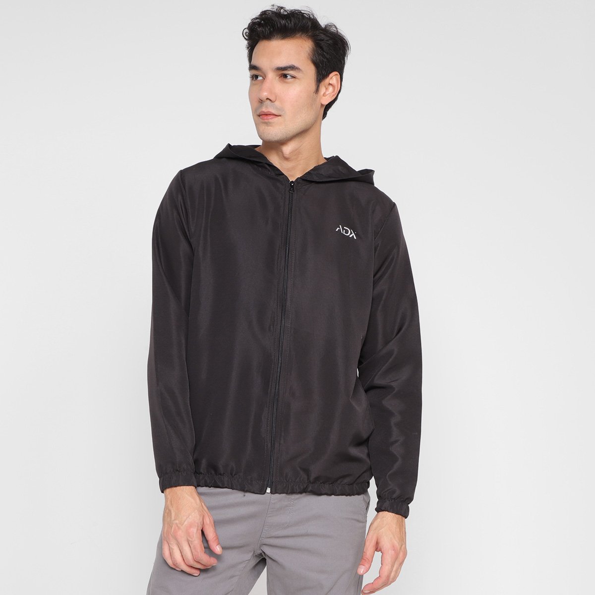 Miniatura Jaqueta Adx Corta Vento Com Capuz Tac Tel Masculina Preto - G