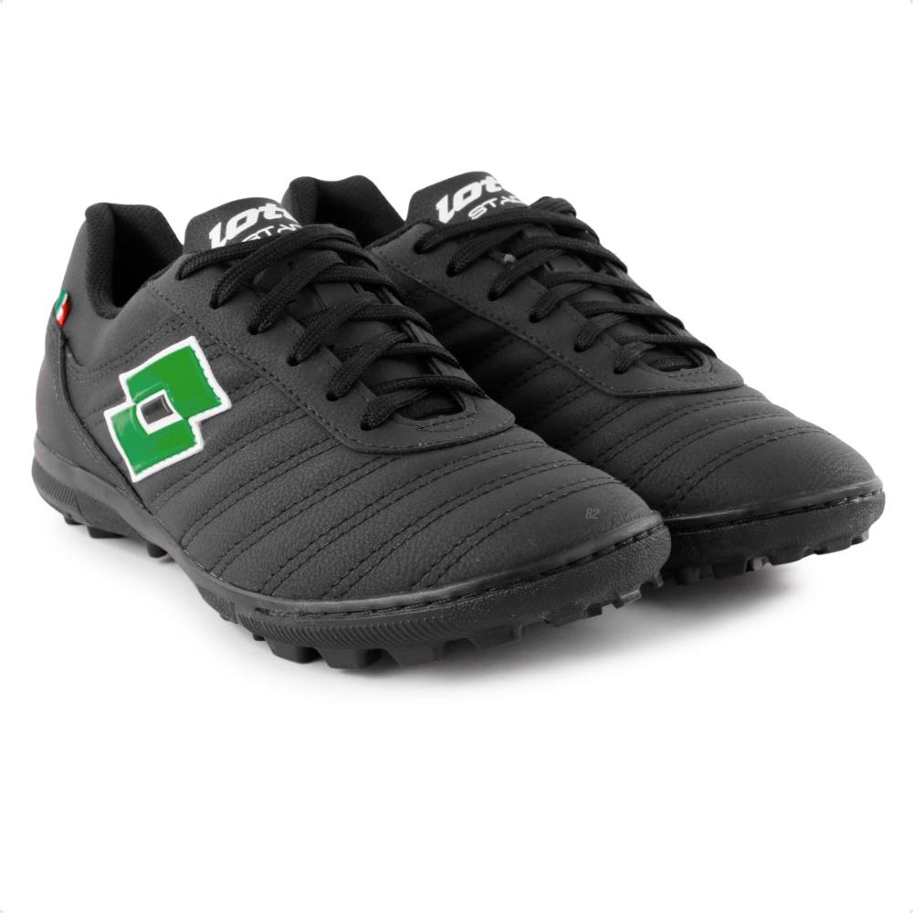 Miniatura Chuteira Society Lotto Stadio Origin B500 Masculina Preto / Verde - 38