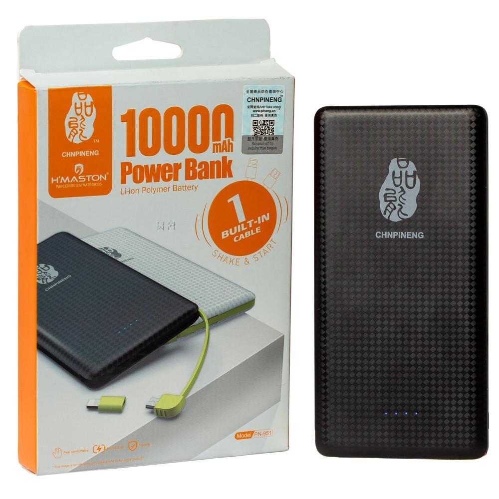 Miniatura Carregador Portátil -10000 Mah Power Bank Hmaston Preto