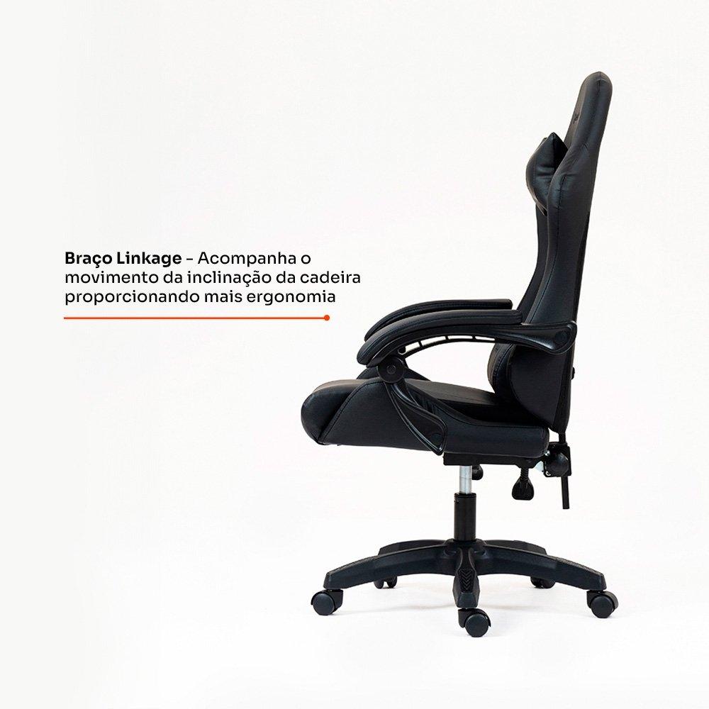 Cadeira Gamer Husky Storm 100, Até 120kg, Almofadas, Reclinável 135º, PU, Preta - HCG100PT