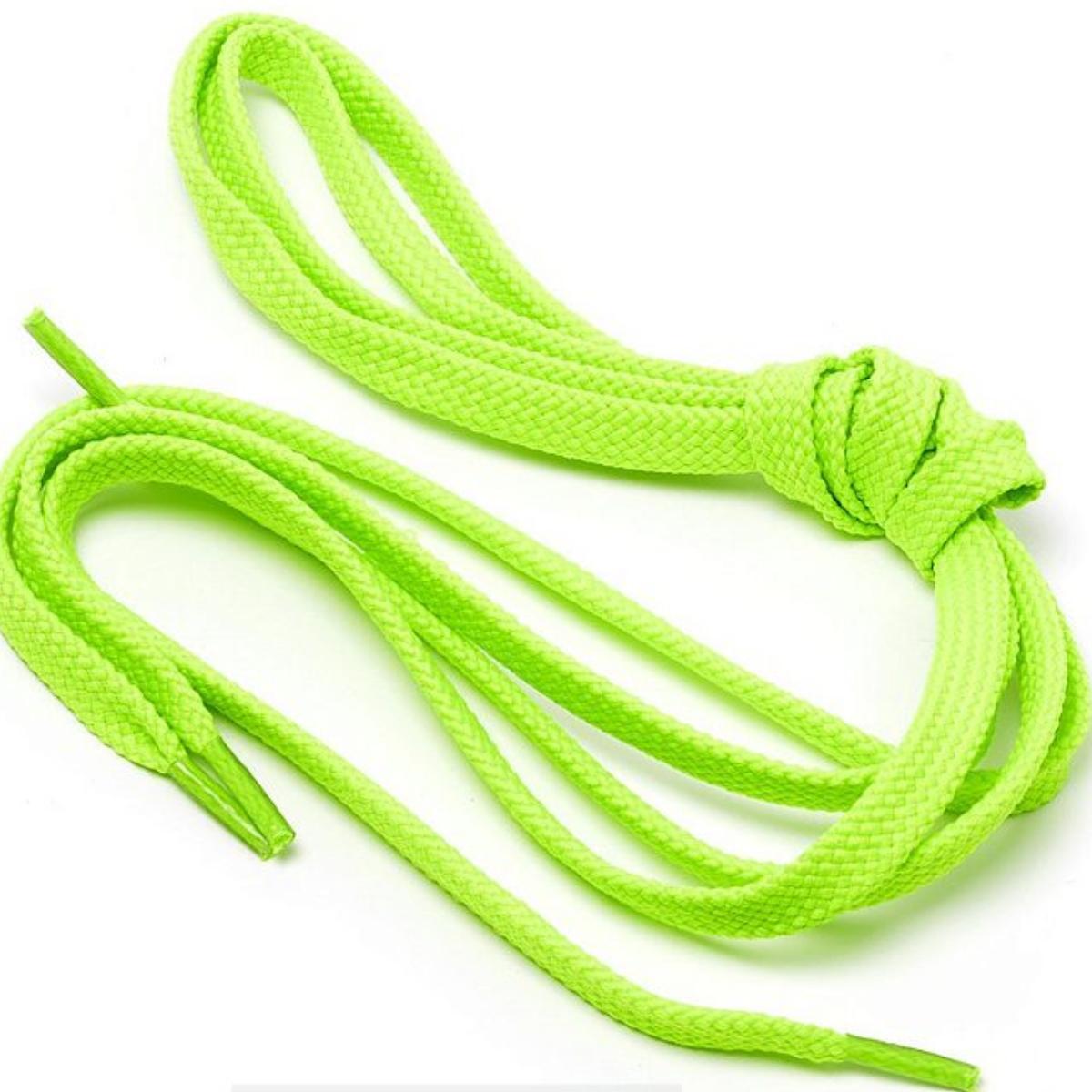 Par De Cadarço Verde Limão Neon Chato Tradicional 120Cm