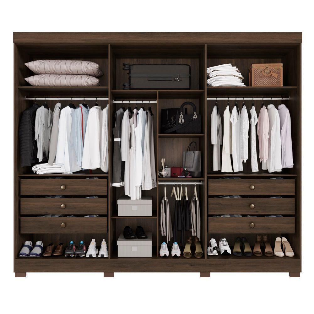 Guarda-roupa Casal 6 Portas 6 Gavetas Com Espelho órion Premium Salleto Savana/off White