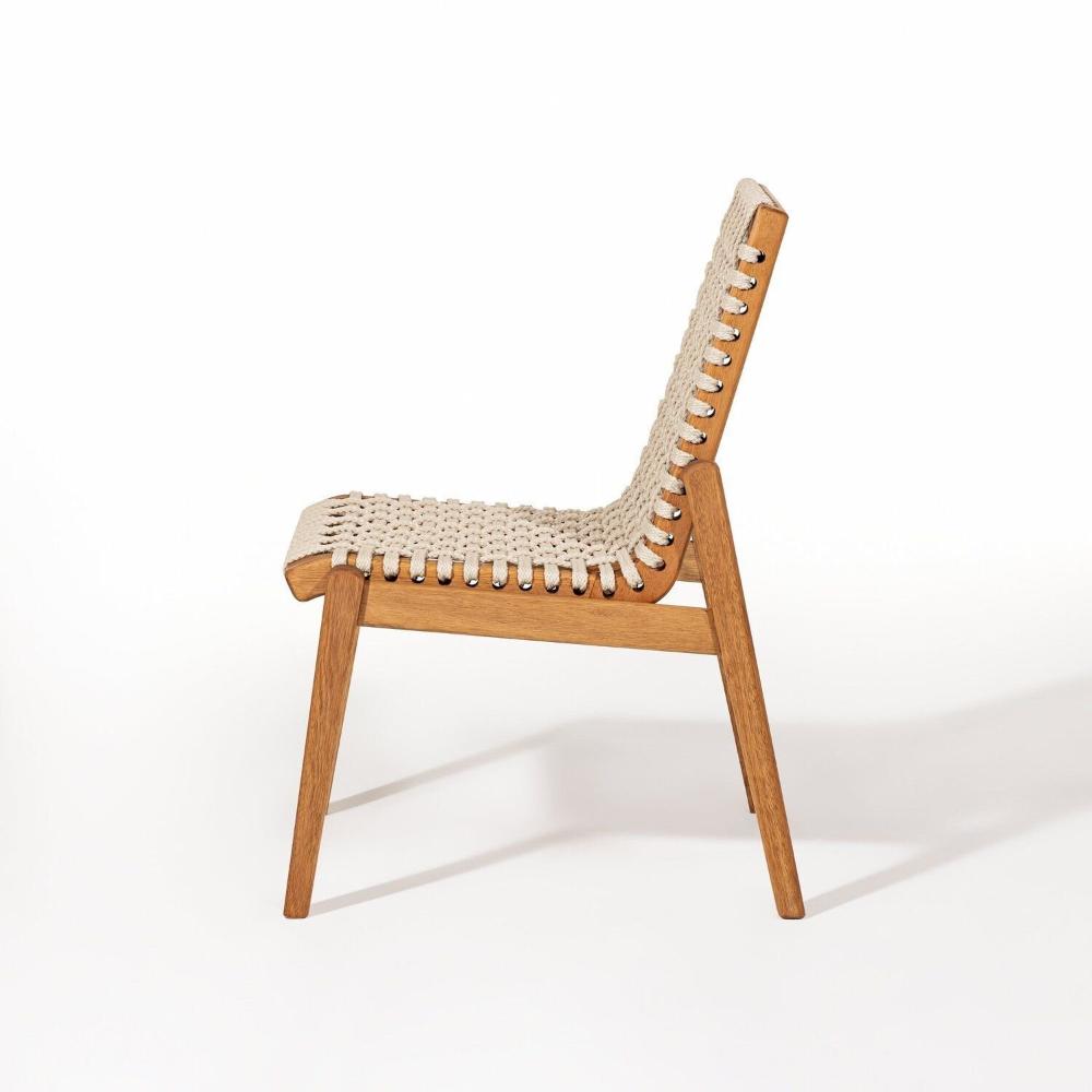 Miniatura Conjunto 1 Banco 4 Cadeiras e 1 Mesa 180cm Traço Stain Jatobá/Corda Areia