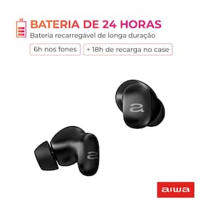 Miniatura Fone de Ouvido Aiwa Earbud AWS-EB-03-B Bluetooth IPX5 ANC Modo Ambiente – Preto