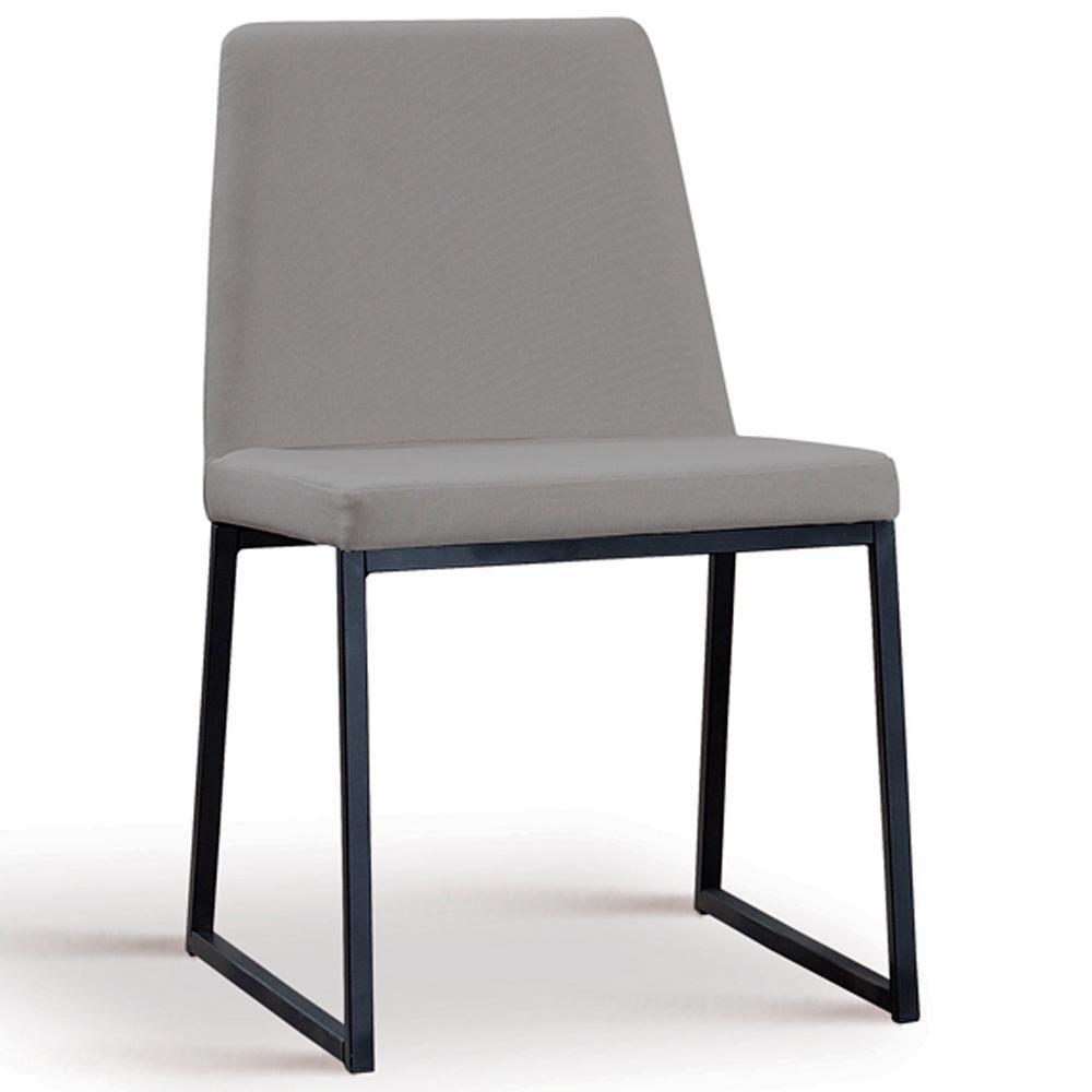 Miniatura Cadeira Estofada Base Aço Preto F37 Linho Cinza Dmobiliario Cinza