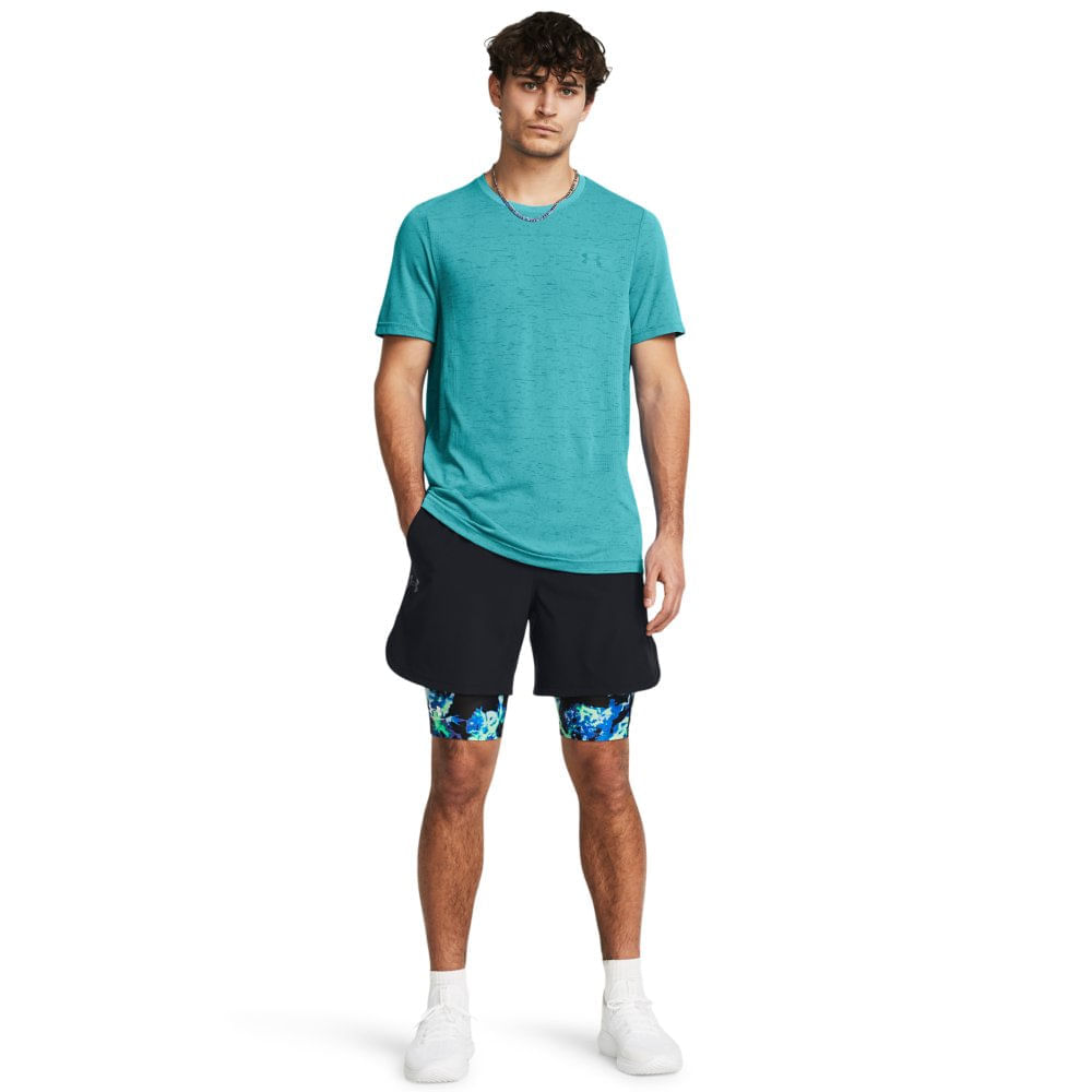 Miniatura Shorts de Compressão Masculina Under Armour HeatGear Iso-Chill Printed M Verde