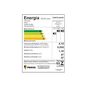 Ventilador de Parede Britânia BVT575 Maxx Force 47cm com 3 Velocidades, 6 Pás e 176W - Preto 110V