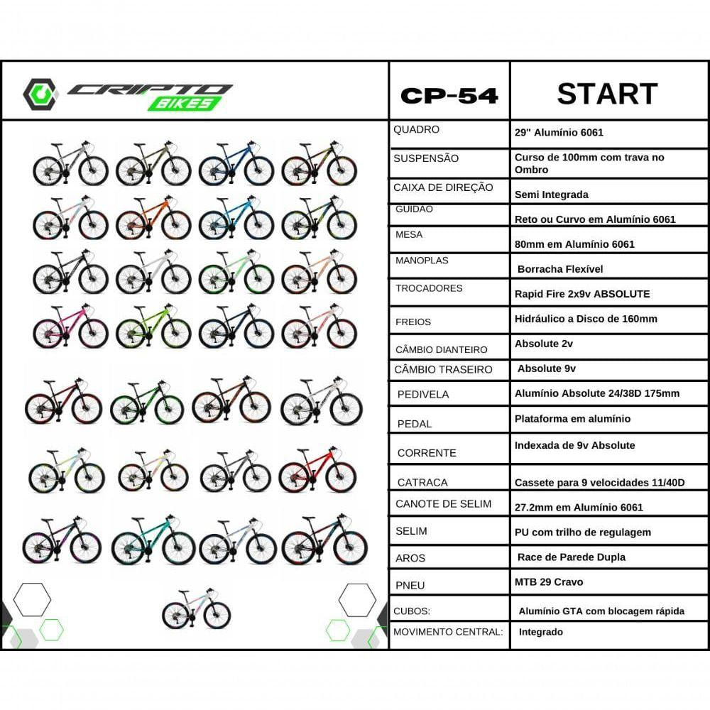 Miniatura Bicicleta Aro 29 Cripto 18v Absolute Hidráulica Trava E K7 - Verde Anis/preto - 21\" Verde Anis/preto