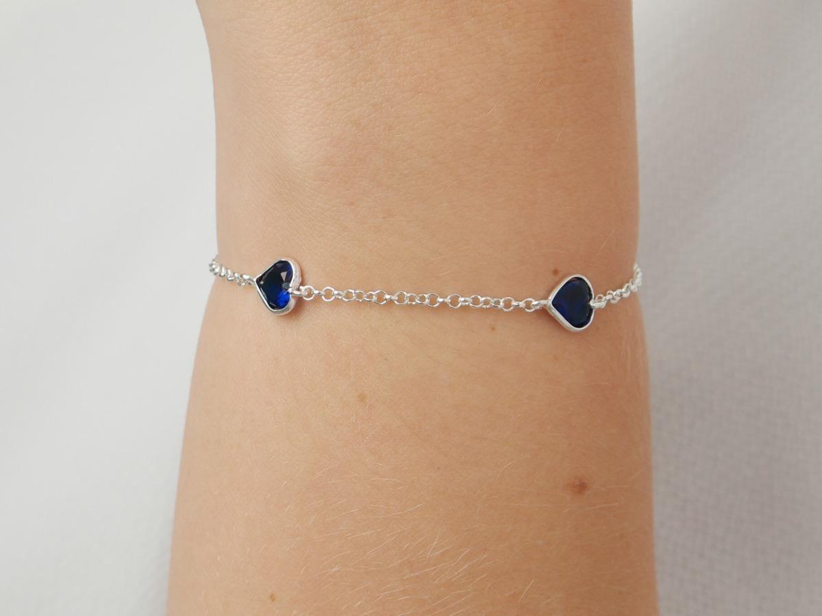 Miniatura Pulseira Feminina Pedra Zirconia Coração Prata 925