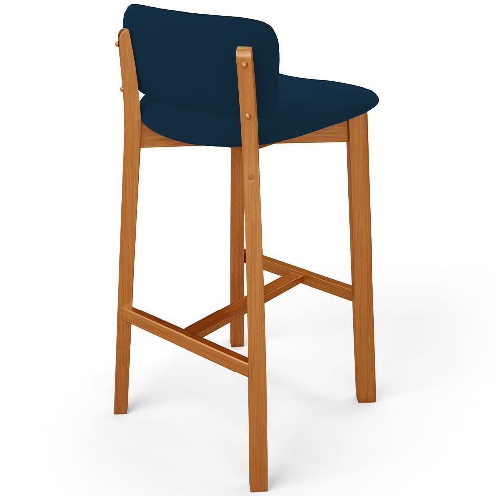 Banqueta Alta Para Cozinha Sala De Jantar Bar Dara L02 Suede Azul Marinho - Lyam Decor
