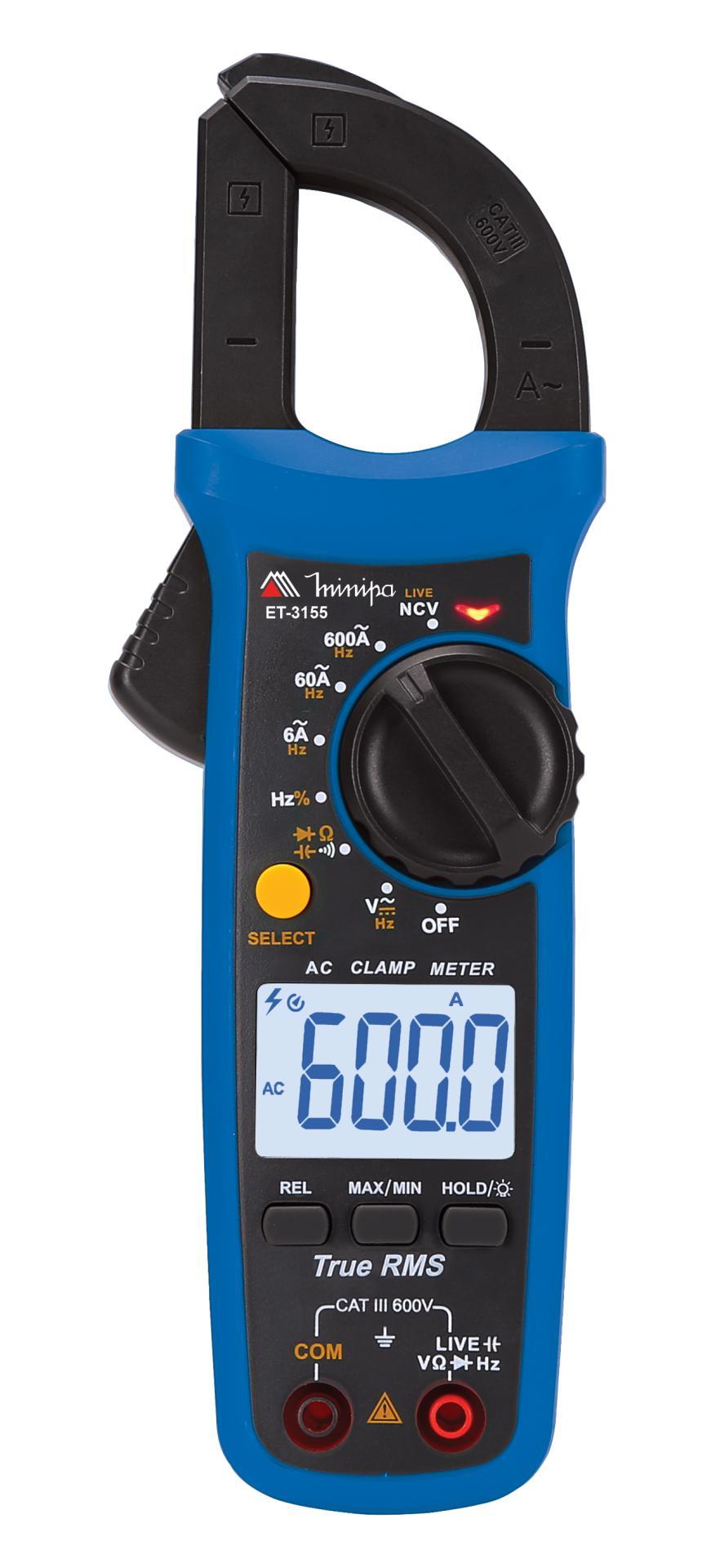 Miniatura Alicate Amperímetro Minipa Et-3155 Capacimetro E Ncv + Bolsa