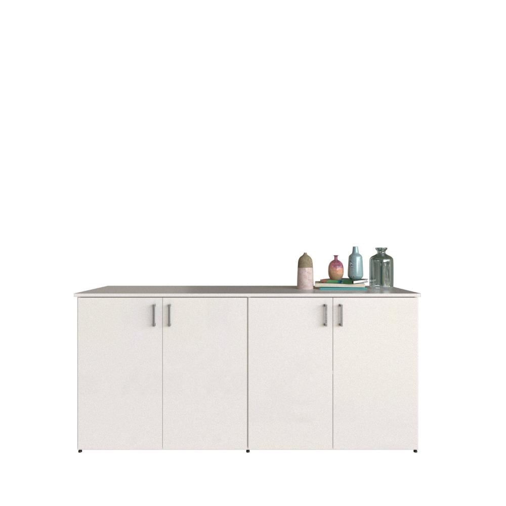 Miniatura Armário Duplo Baixo para Quarto Moderno Branco