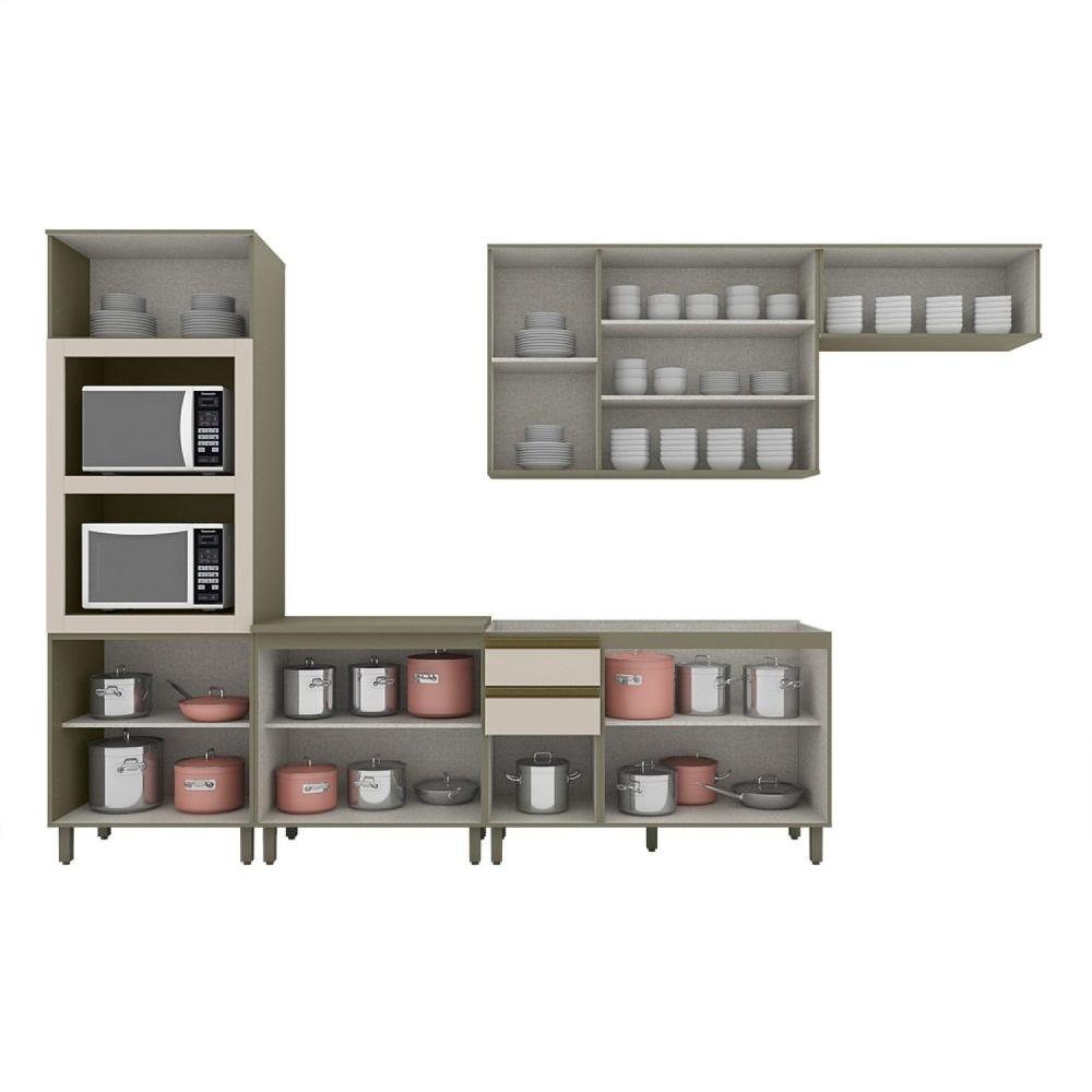 Miniatura Cozinha Completa 5 Peças para Forno e Cooktop 12 Portas Aurora Espresso Móveis Duna/Cristal