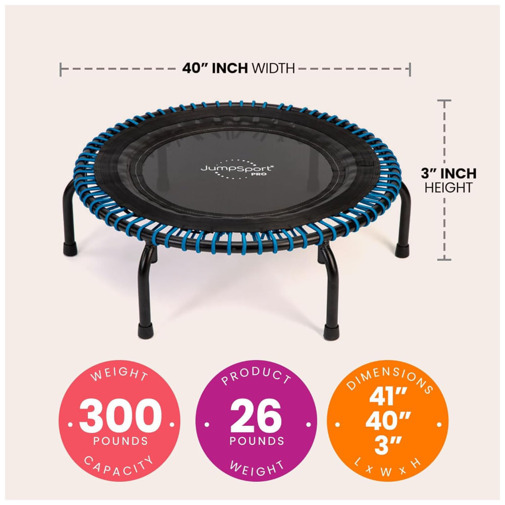 Miniatura 350 Pro Indoor Hovery Duty Trampoline. 39 polegadas 36 Cordas ENDUROLAST PREMIUM 4 Bounce personalizado com 7