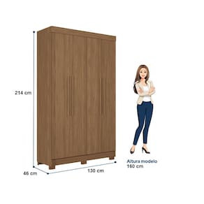 Guarda-Roupa Solteiro Santos Andirá Sarandi com 4 Portas, 2 Gavetas e 4 Prateleiras - 130cm de largura Jatoba