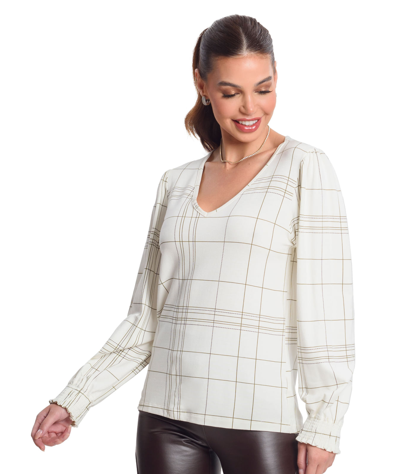 Miniatura Blusa Manga Longa Feminina Rovitex. Bege G