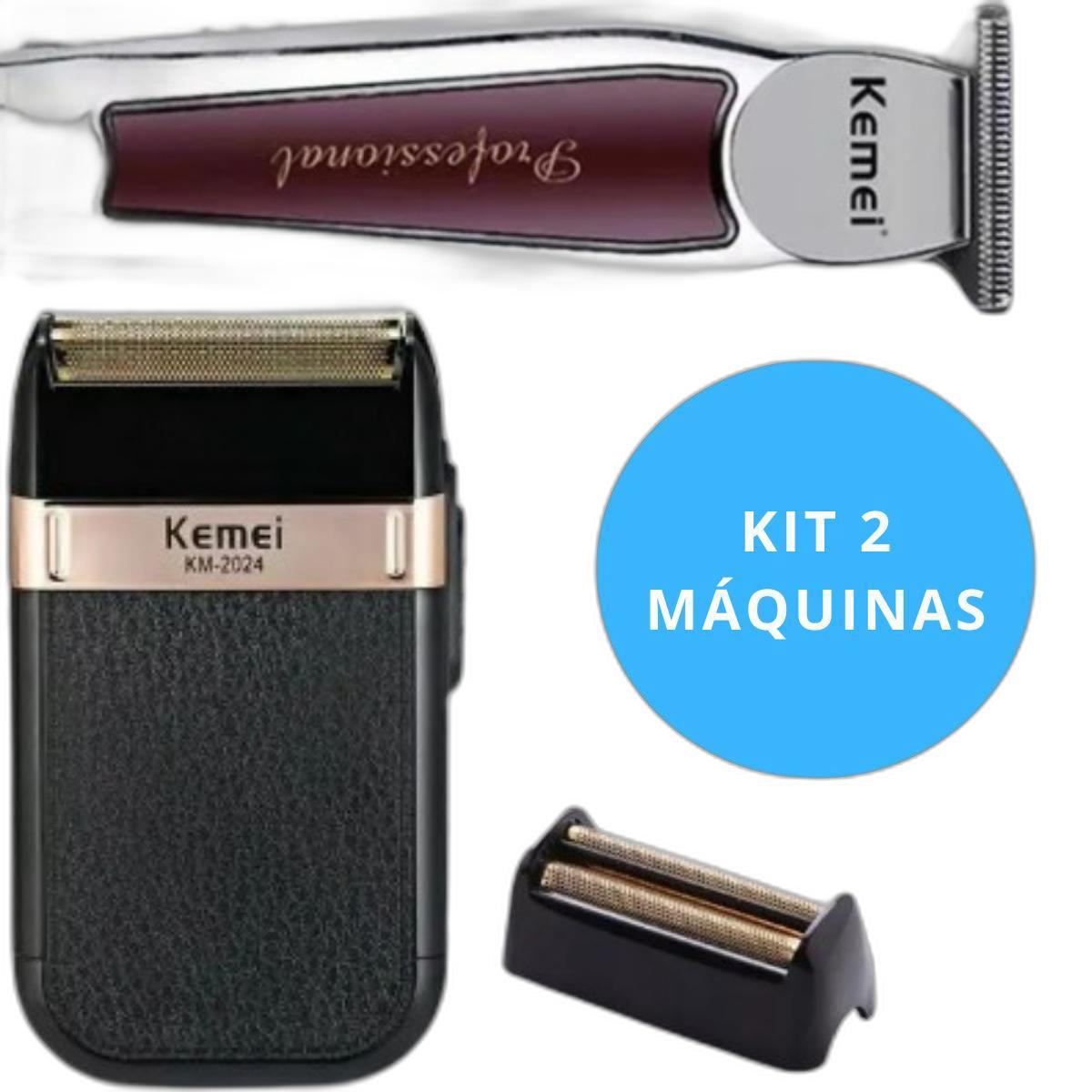 Miniatura Kit Total Masculino Kemei: Barbeador 2024 E Máquina Corte E