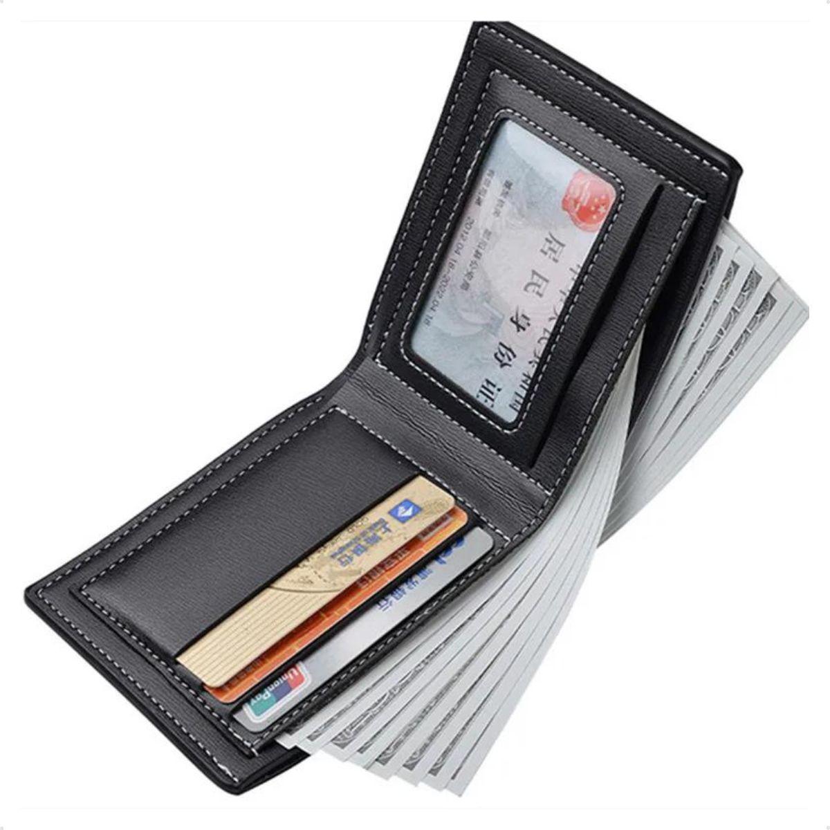 Miniatura Carteira De Couro Masculina Porta Dinheiro - Preto