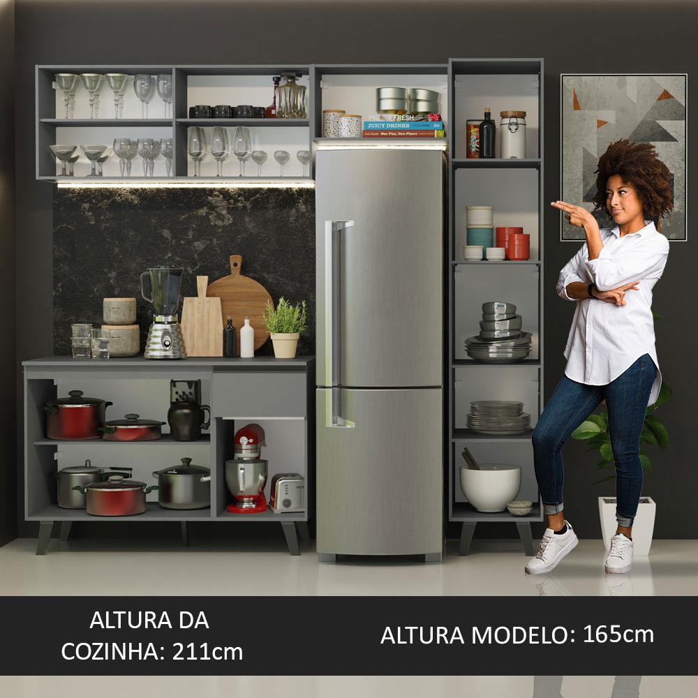 Miniatura Armário de Cozinha Completa 220cm Cinza Nice Madesa 03 Cinza
