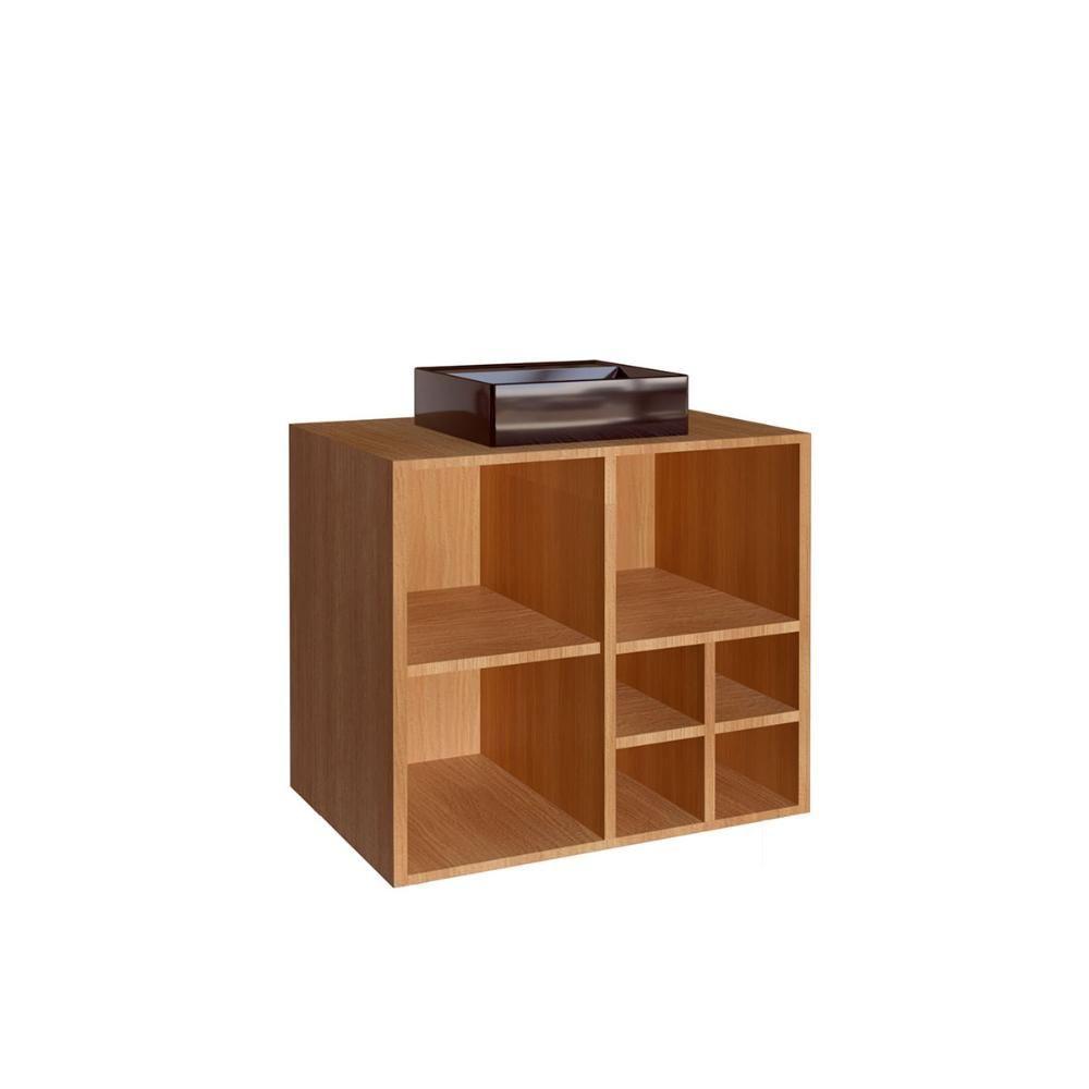 Miniatura Gabinete De Banheiro Suspenso 68cm Com Cuba Preta Inclusa Cor:mel Com Grafite Mel Com Grafite