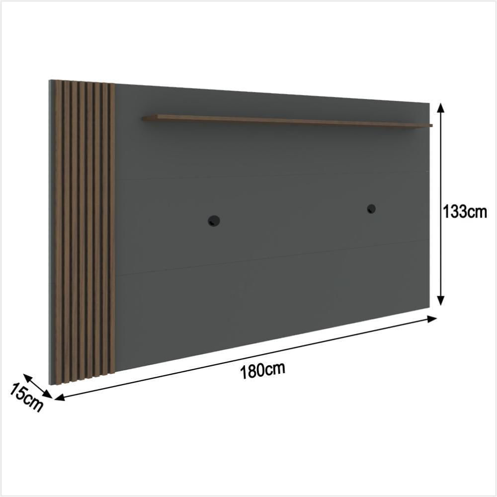 Rack Com Painel Ripado Suspenso Para Tv Até 70 Polegadas 2 Portas Grécia 180cm Cinza
