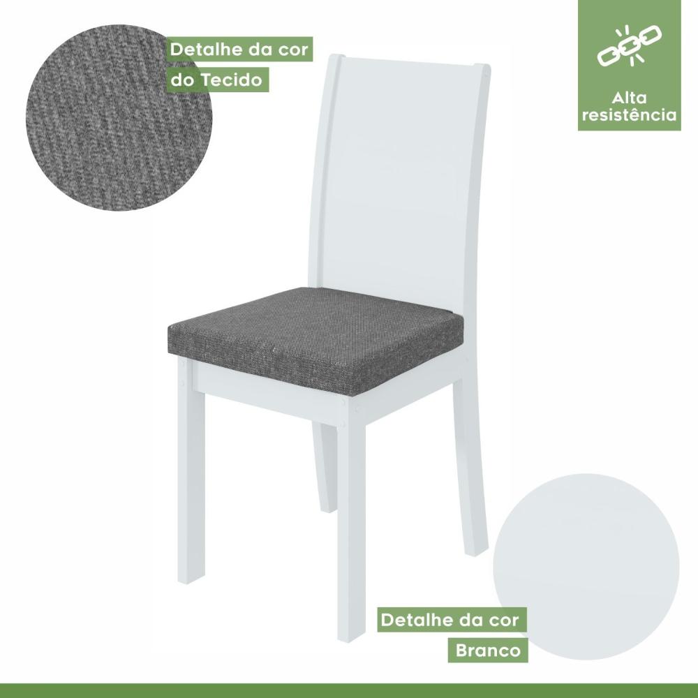 Miniatura Conjunto 4 Cadeiras Athenas Móveis Lopas Branco/Linho Cinza