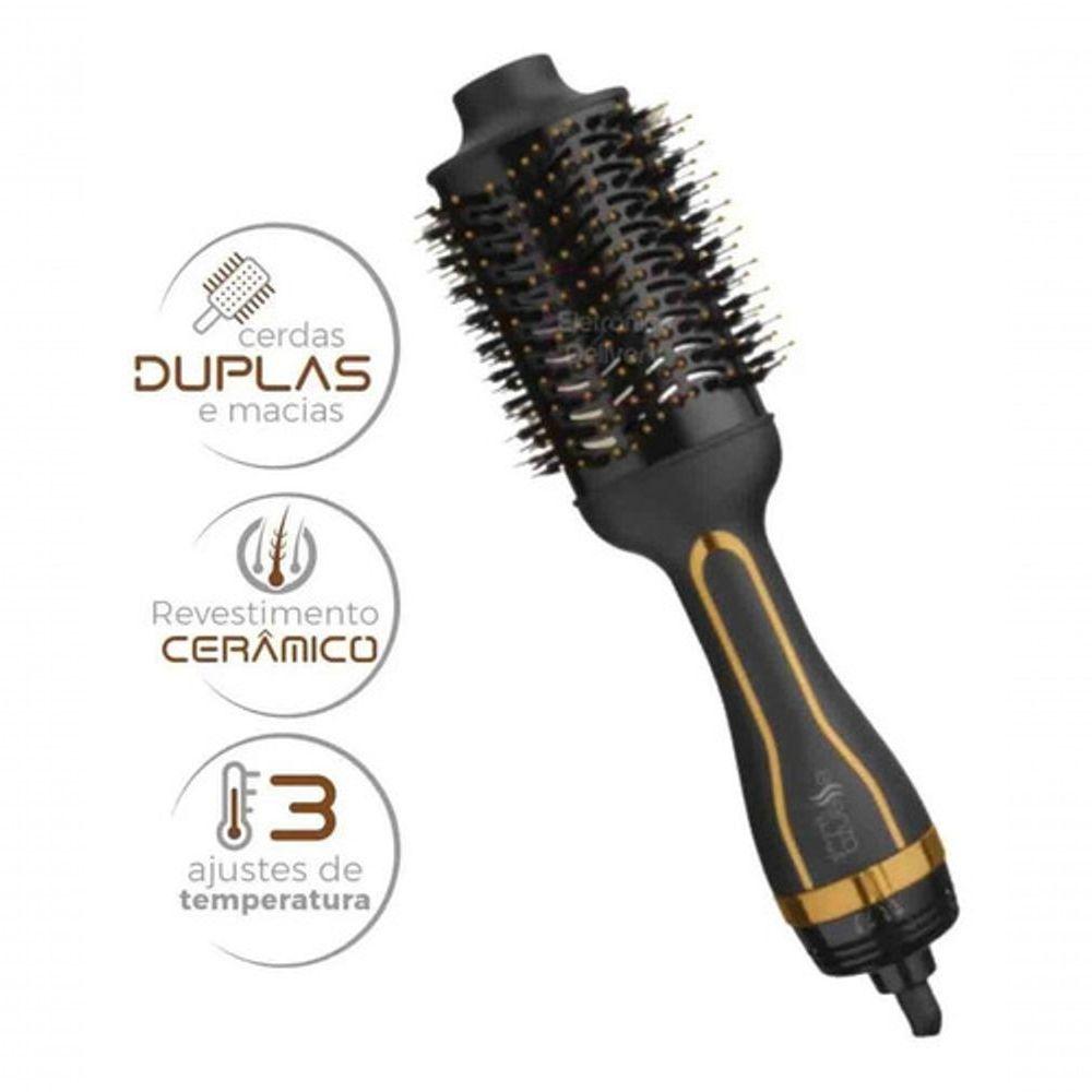 Miniatura Escova Modeladora Multilaser Seca Alisa 1200w Oval Gold 110v