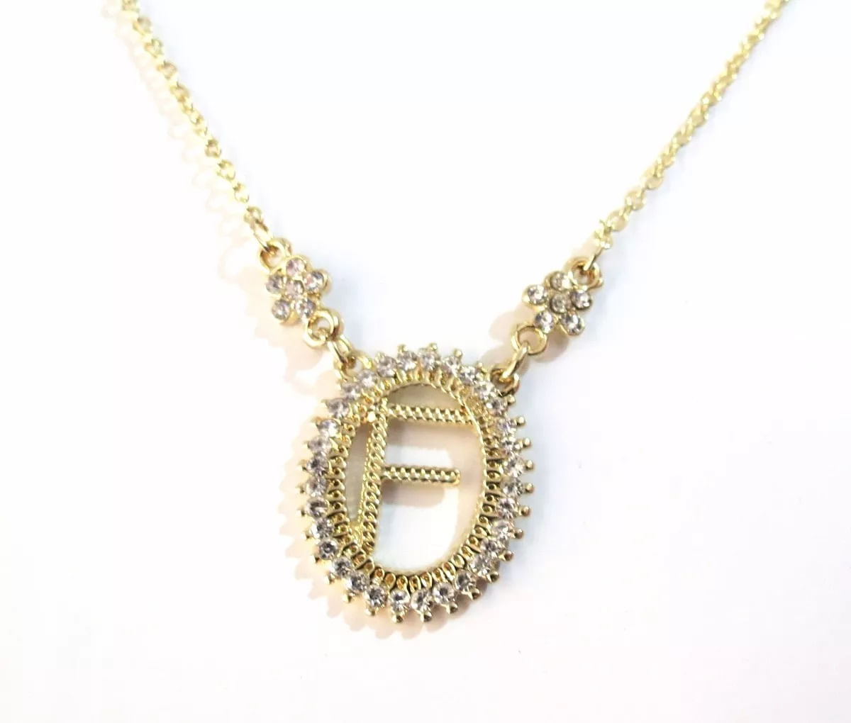Miniatura Colar Inicial Letra F Folheado a Ouro 18k