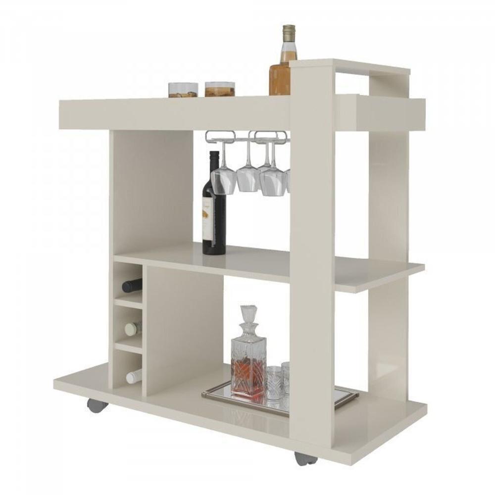 Kit para sala de estar Rack e Bar e Mesa de Centro Ipanema Cinamomo/Off White