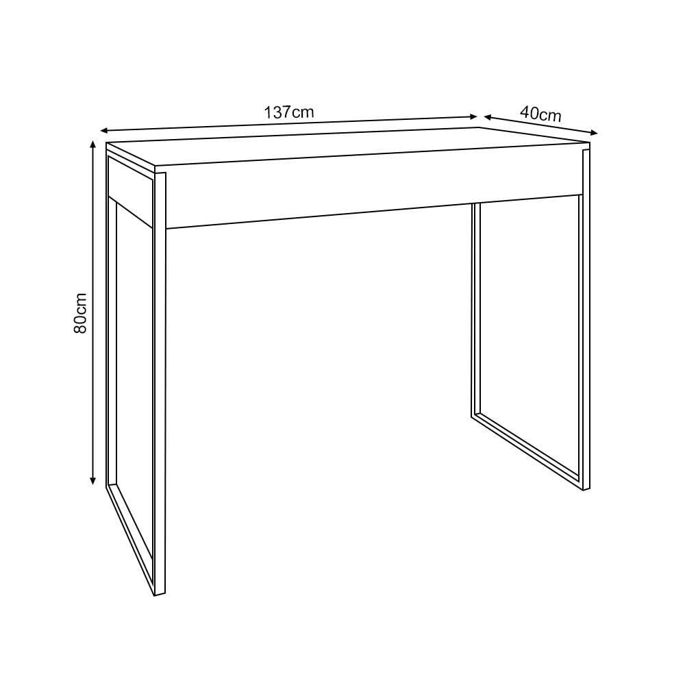 Miniatura Aparador Industrial Retangular Califórnia Amêndoa 137X40Cm Base Ferro Branco - Cor: Marrom