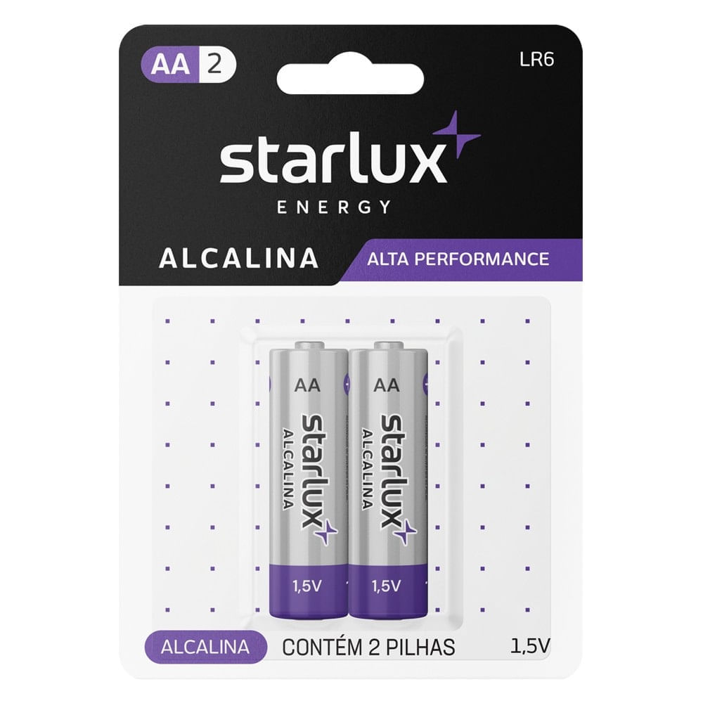 Miniatura Pilha Starlux Energy Alcalina AA 2 Unidades