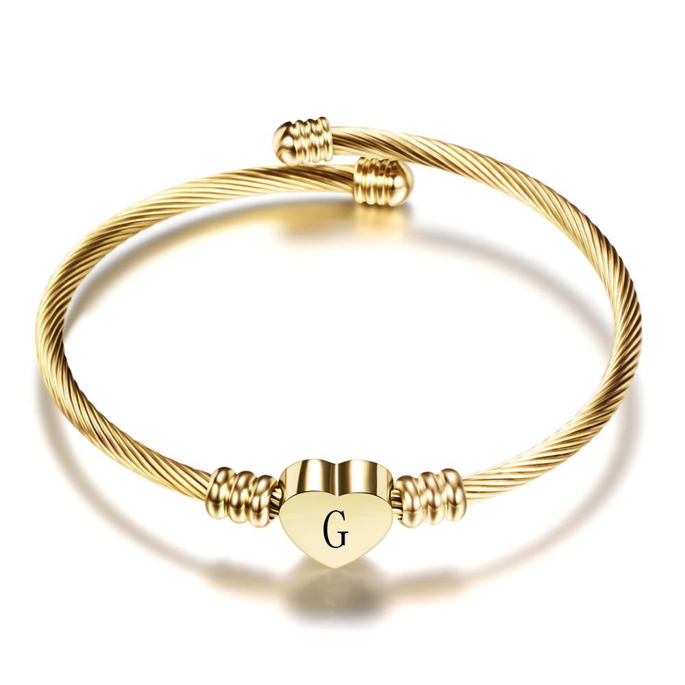 Miniatura Pulseira Dourada Coração Letra G Delicada G6932