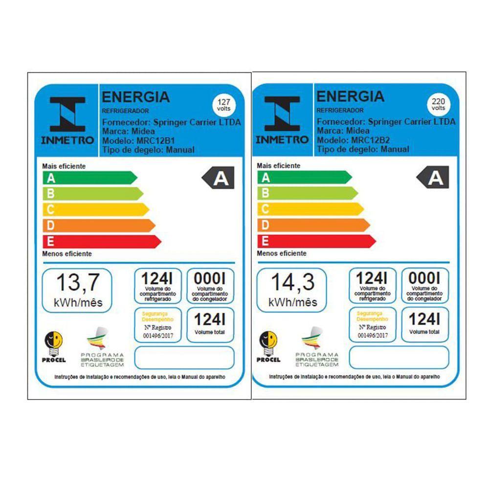 Miniatura Frigobar Midea 124 Litros Branco MRC12B1 110V