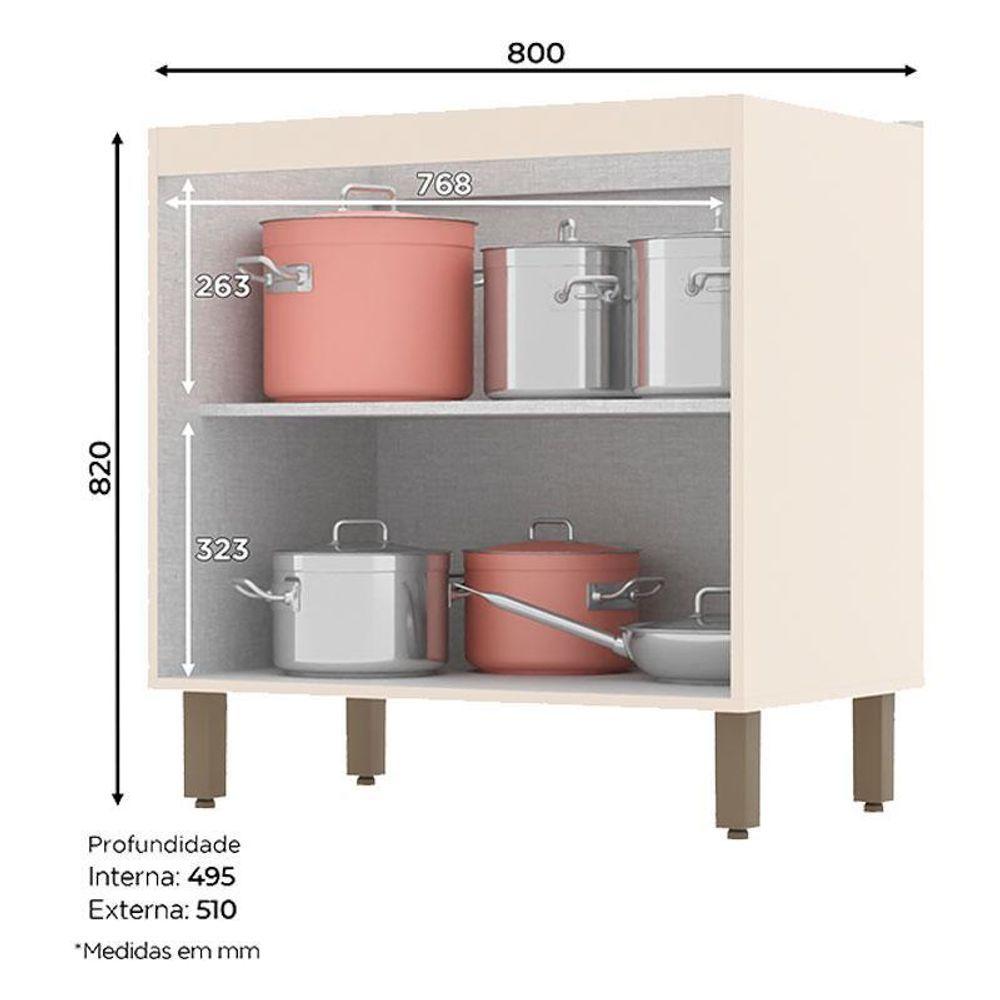 Miniatura Balcão 2 Portas 80 Cm Connect Off White - Henn