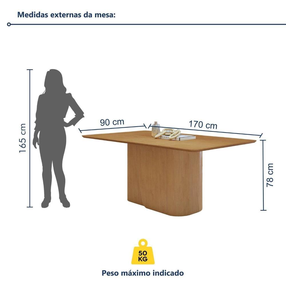 Miniatura Conjunto Luar 170 Tampo no Glass com 6 Cadeiras Apogeu Amêndoa Clean/Bege