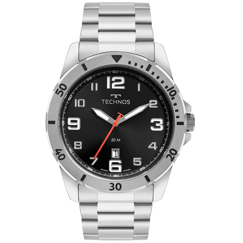 Relógio Masculino Technos Prata Prova D'água 50 metros 2115MYK1P