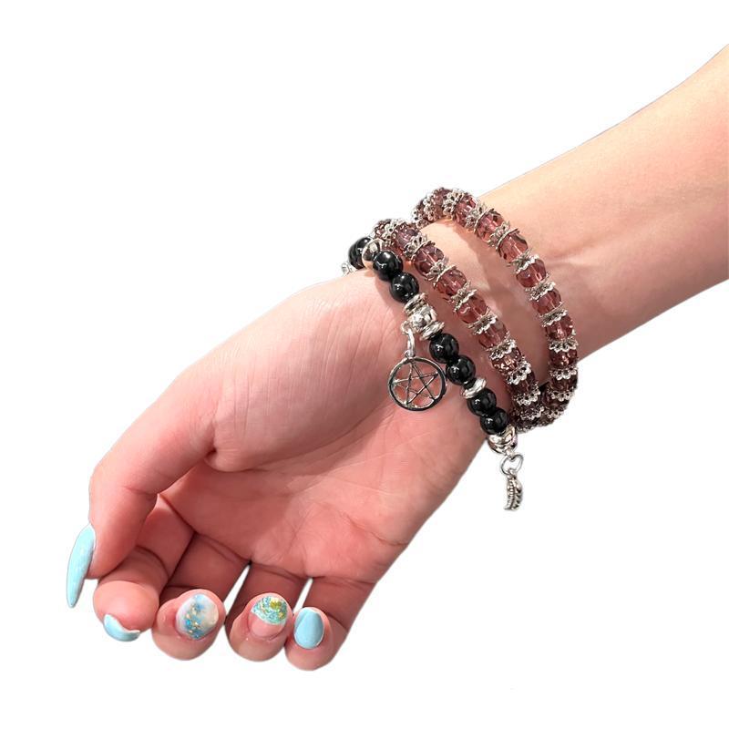 Miniatura Kit Com 3 Pulseiras Wicca Negra E Roxa