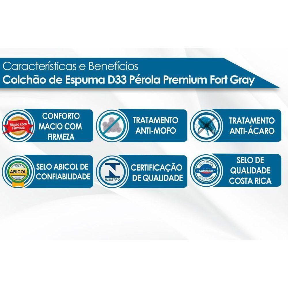 Cama Box Baú Queen: Colchão Espuma D33 Polar Pérola Premium Euro Pillow + Base Gray(158X198)