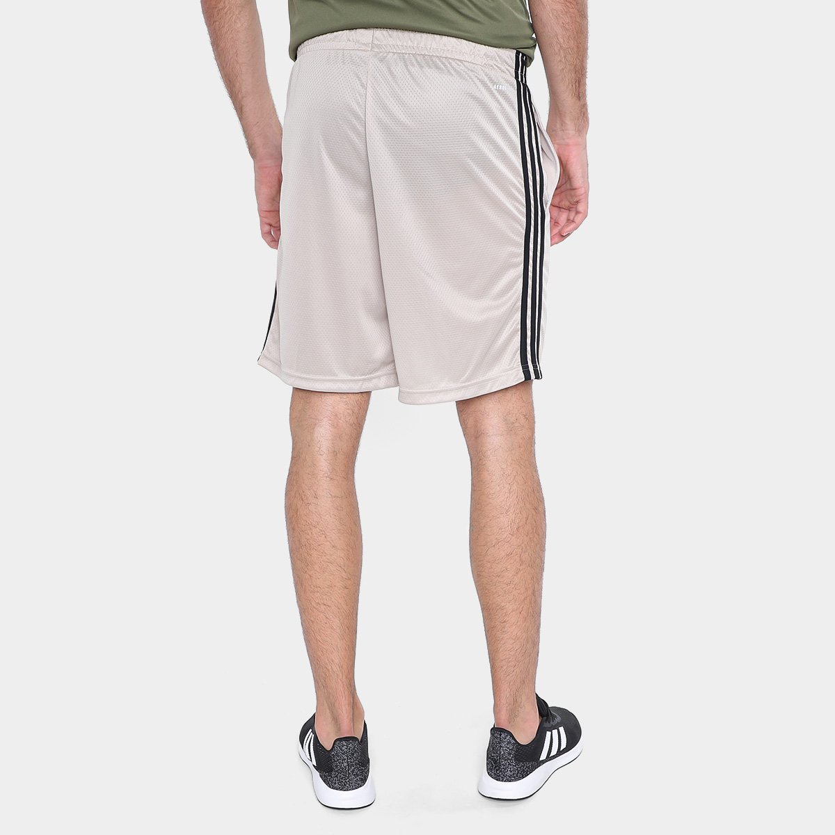 Miniatura Short Adidas 3 Listras Masculino Bege+Preto - G