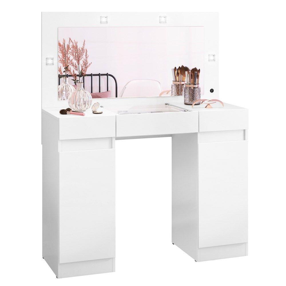 Miniatura Penteadeira Camarim e Led 3 Gavetas Studio Beauty A02 Branco