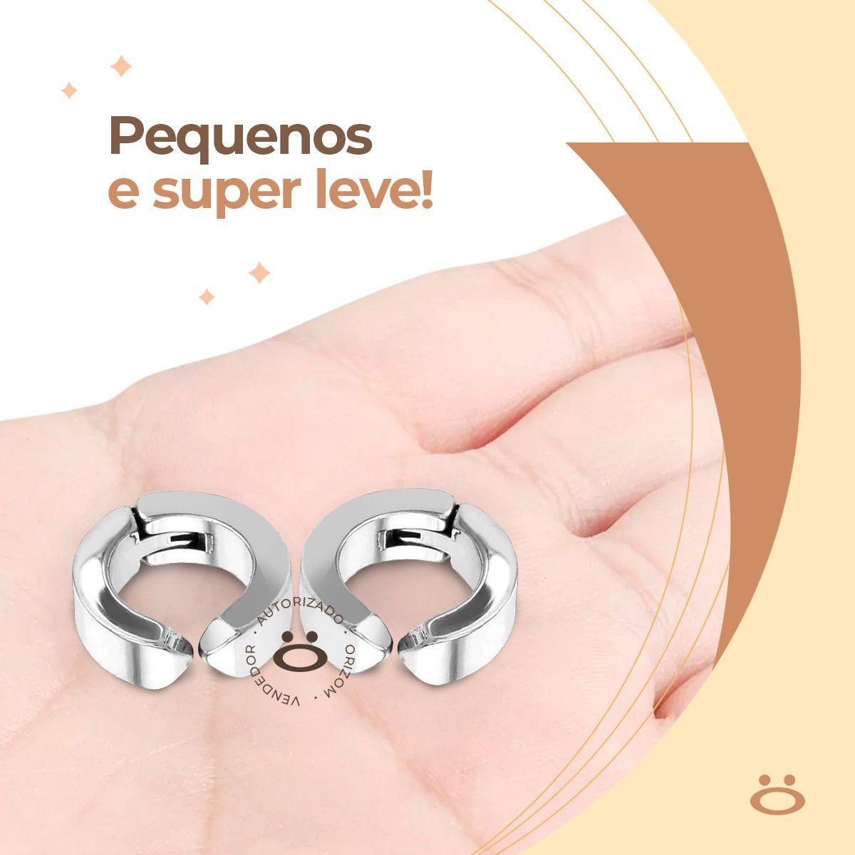 Miniatura Brinco Masculino Feminino Prata Aço Inox Argola Pressão 10Mm