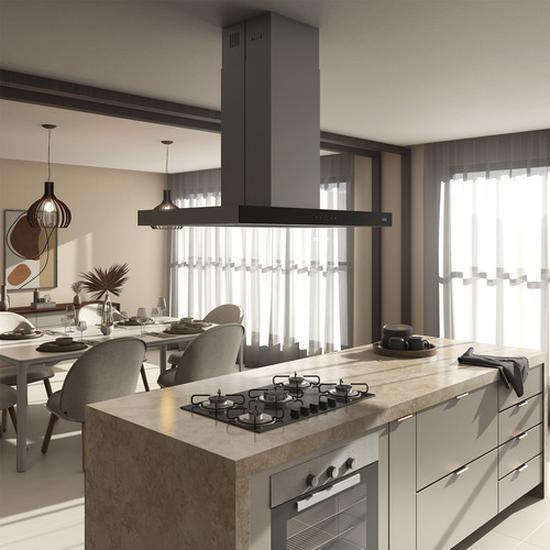 Miniatura Coifa De Ilha 90Cm Preto E Inox Touch Control 127V - Franke